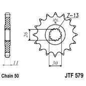 Reťazové koliečko JT JTF 579-16RB 16T, 530 pogumované